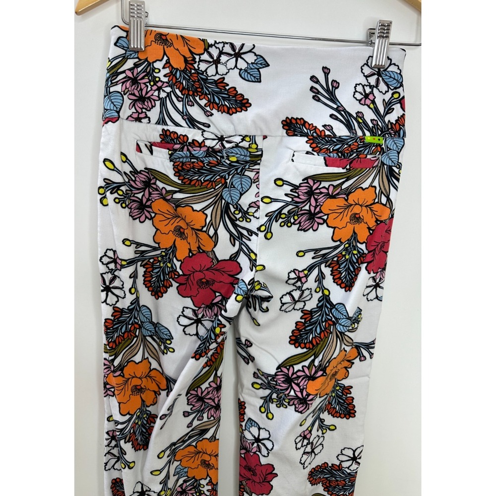 Swing Control Floral Print Golf Pants Size 0 Pockets Stretch Pull On White Multi - Picture 13 of 15